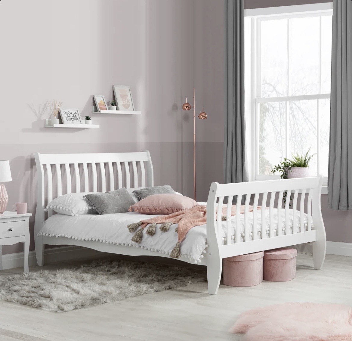 Oak & Aura's Sleigh Bed (3')