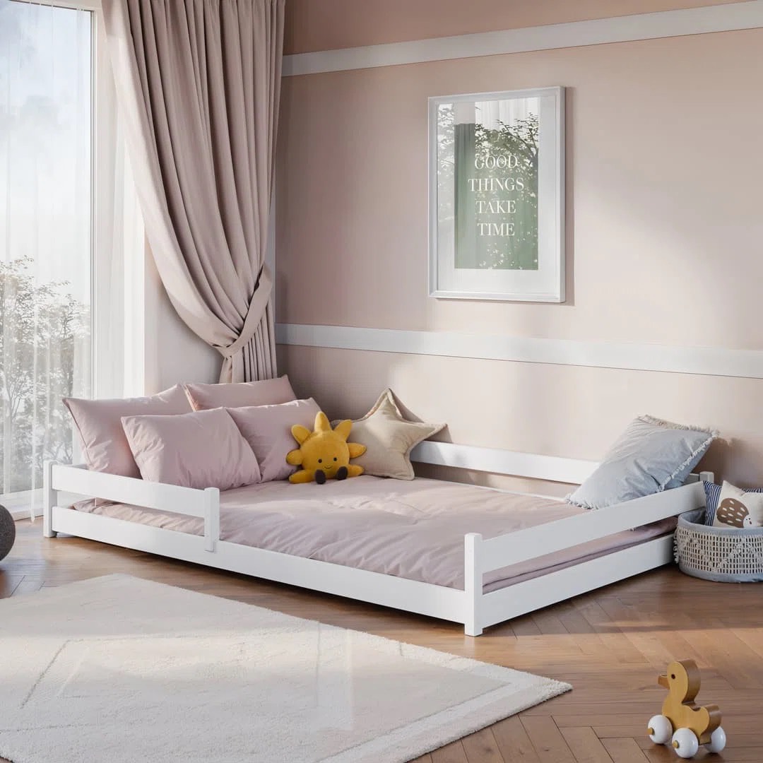 Oak & Aura's Wooden Bed Fini White –  Double Bed with mattress