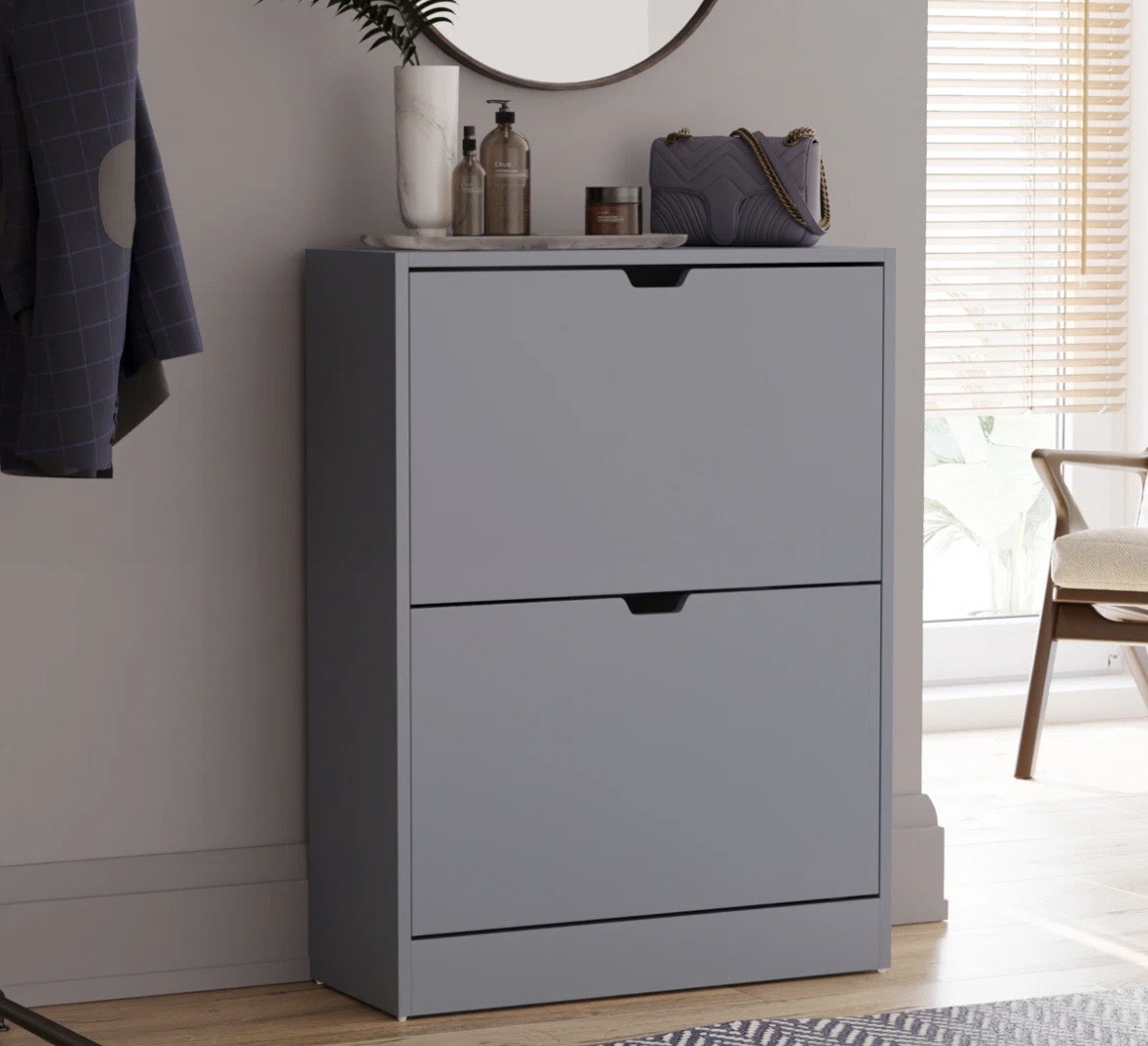 Oak & Aura Shoe Storage Cabinet (Pair)