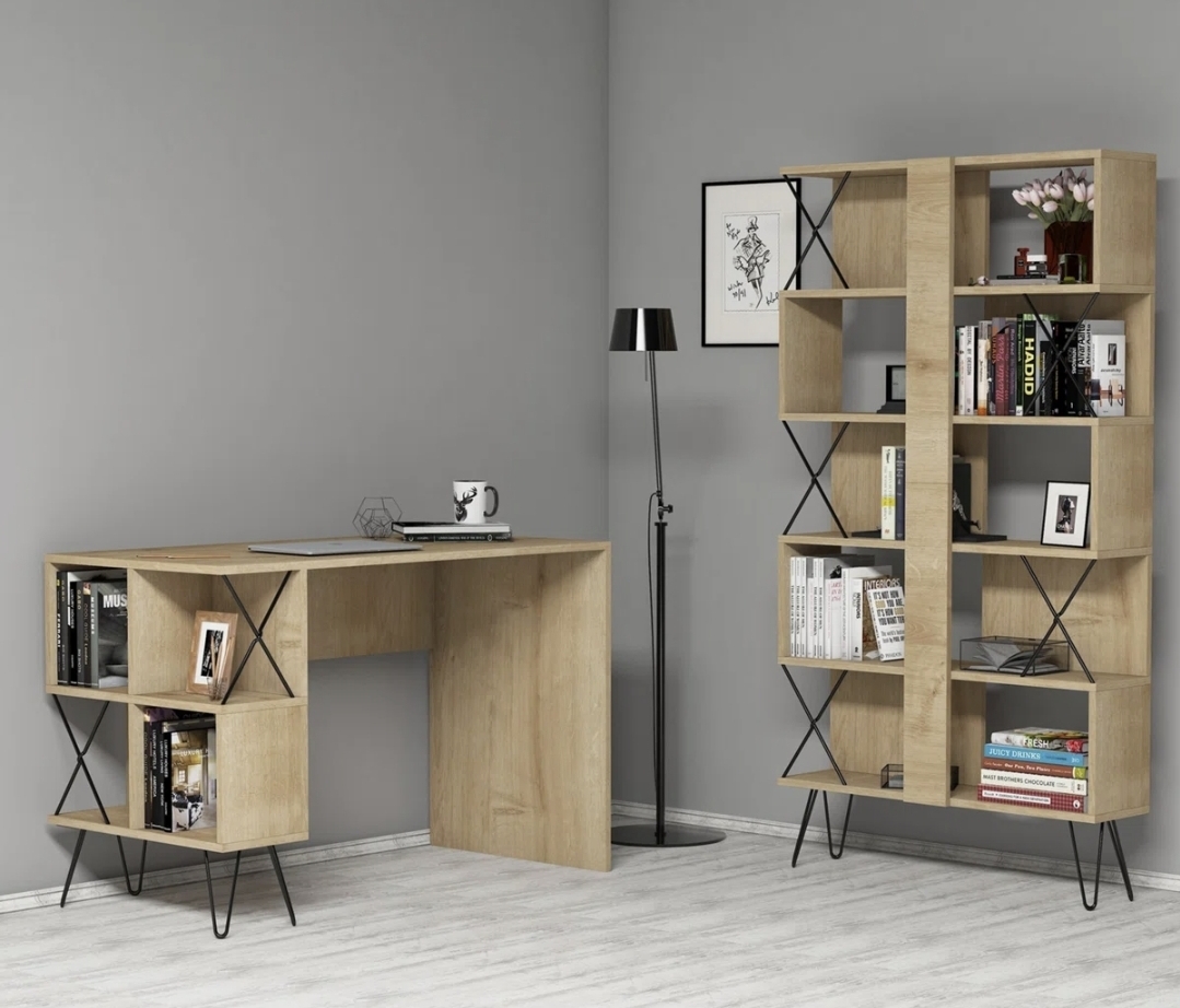 Oak & Aura's 2 Piece Rectangular Writing Desk Office Set