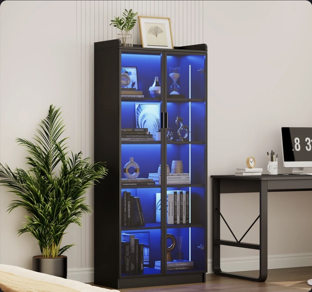Oak & Aura's 5-Tier Display Cabinet with 3 Color Led Lights and Human Sensor Function