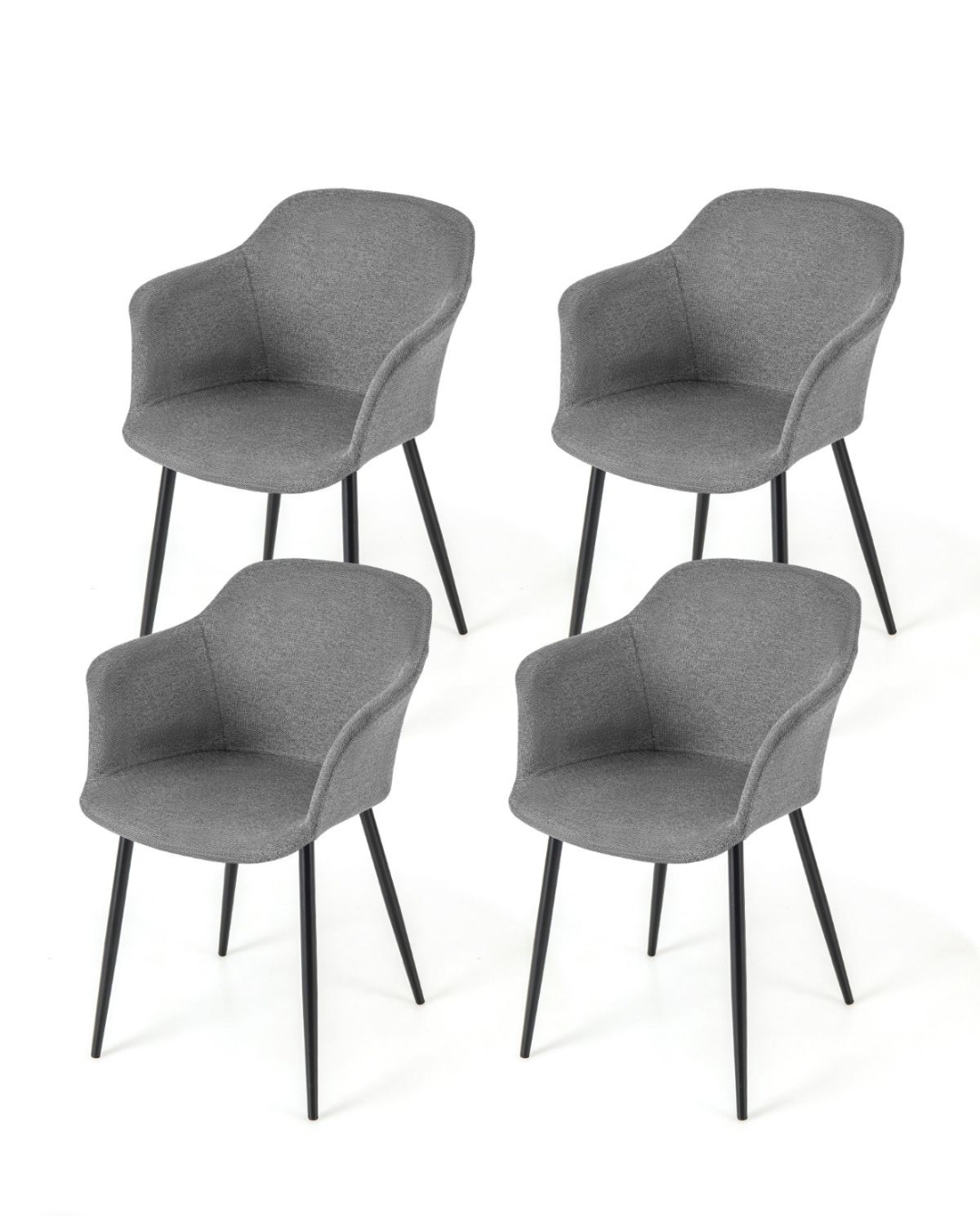 Oak & Aura's Dining Chairs Set of 4 with Ergonomic Backrest Design and Wide Armrest